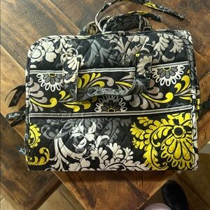 Vera Bradley Black and Yellow Floral hanging travel  Bag